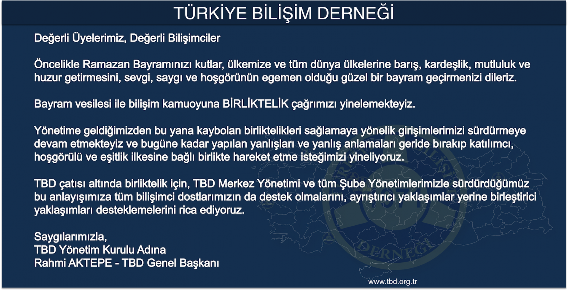 TBD RAMAZAN BAYRAMI MESAJI