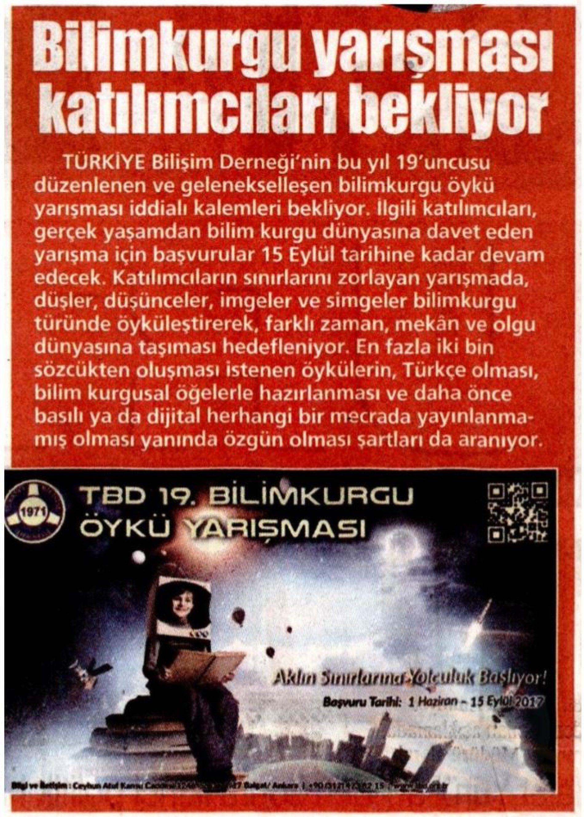 Bilimkurgu Yarışması Katılımcıları Bekliyor – Yurt Gazetesi