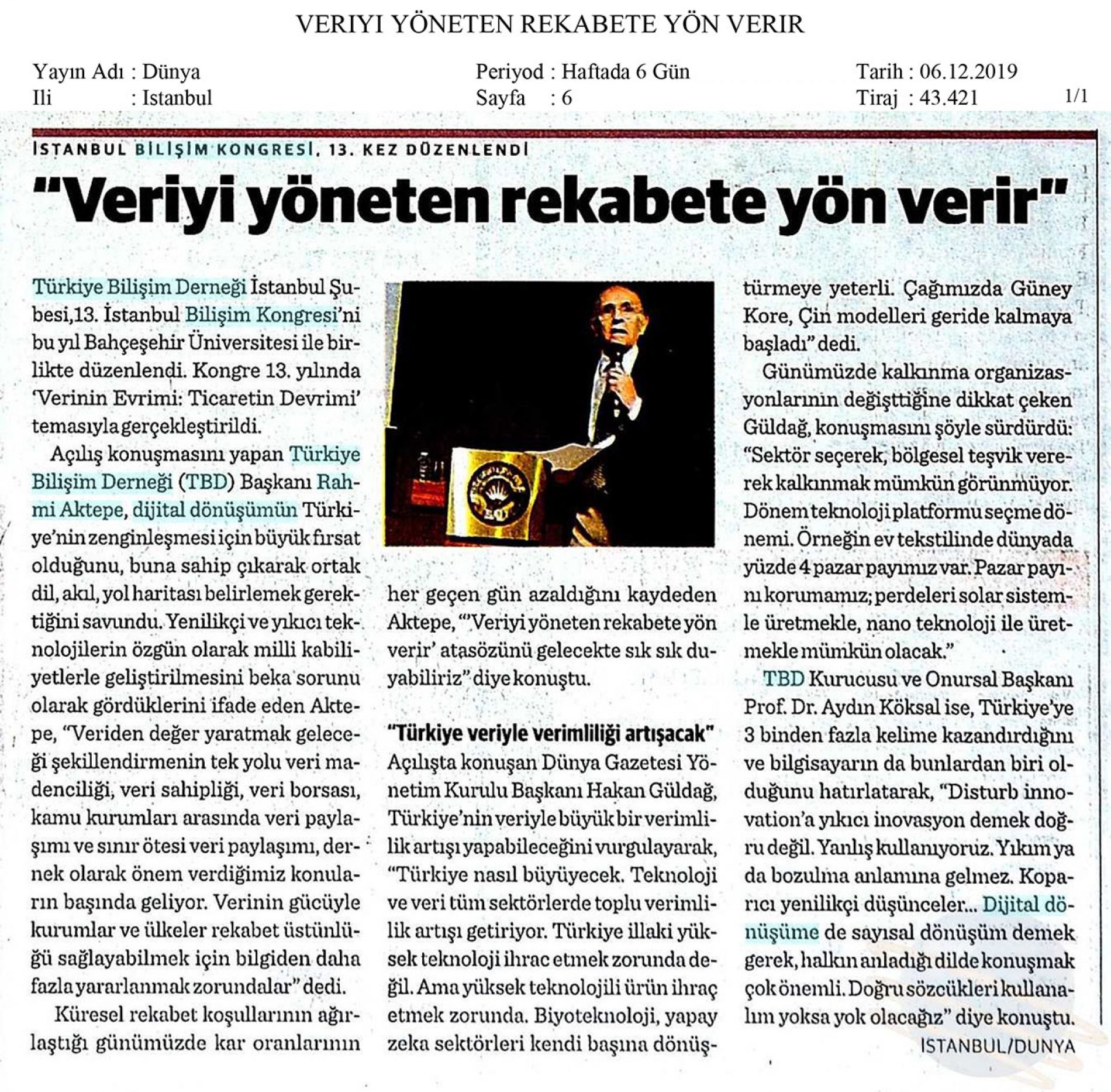 Veriyi Yöneten Rekabete Yön Verir – DÜNYA