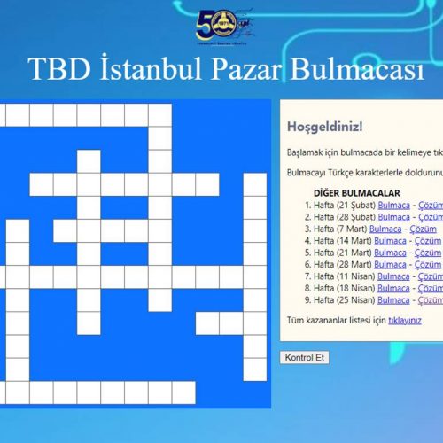 TBD İSTANBUL 2 MAYIS PAZAR BULMACASI