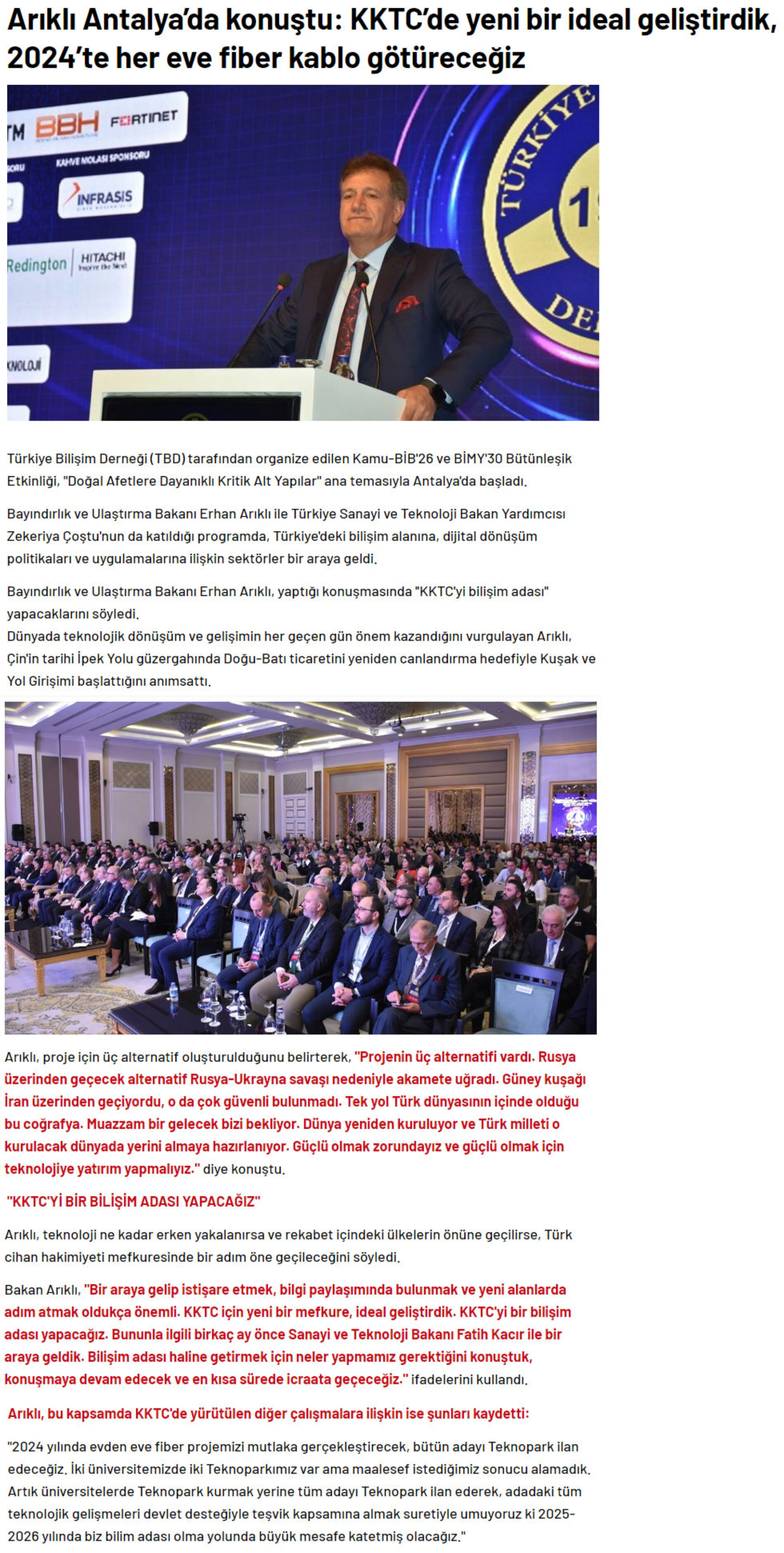Arıklı Antalya’da Konuştu: KKTC’de Yeni Bir İdeal Geliştirdik, 2024’te Her Eve Fiber Kablo Götüreceğiz – YENİ BAKIŞ