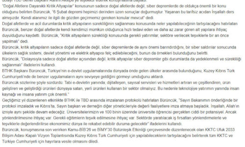 Bürüncük Siber Depreme Dikkat Çekti – NE HABER KIBRIS