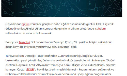 İşsiz Gençlere Bilişim Eğitimleri Verilecek – MİLLİYET
