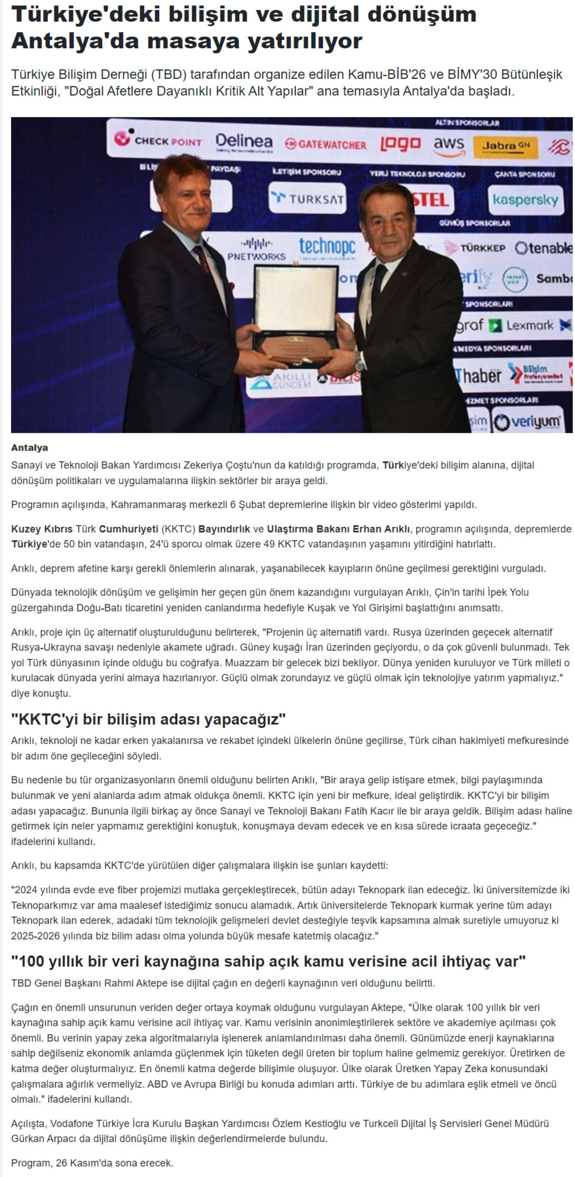 Türkiye’deki Bilişim ve Dijital Dönüşüm Antalya’da Masaya Yatırılıyor – BURSA