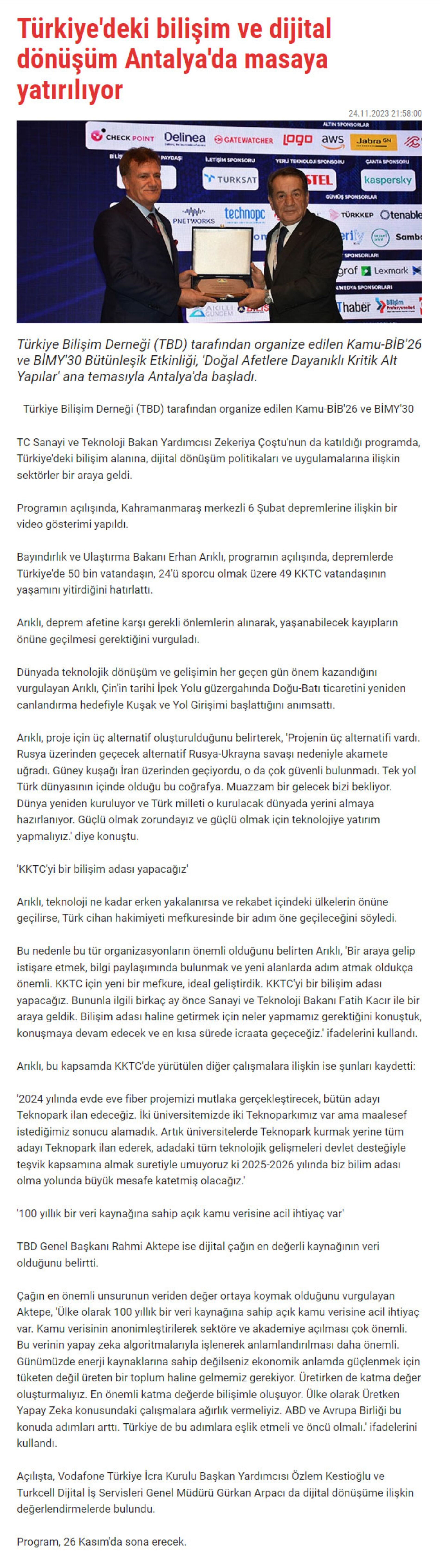 Türkiye’deki Bilişim ve Dijital Dönüşüm Antalya’da Masaya Yatırılıyor – STAR KIBRIS