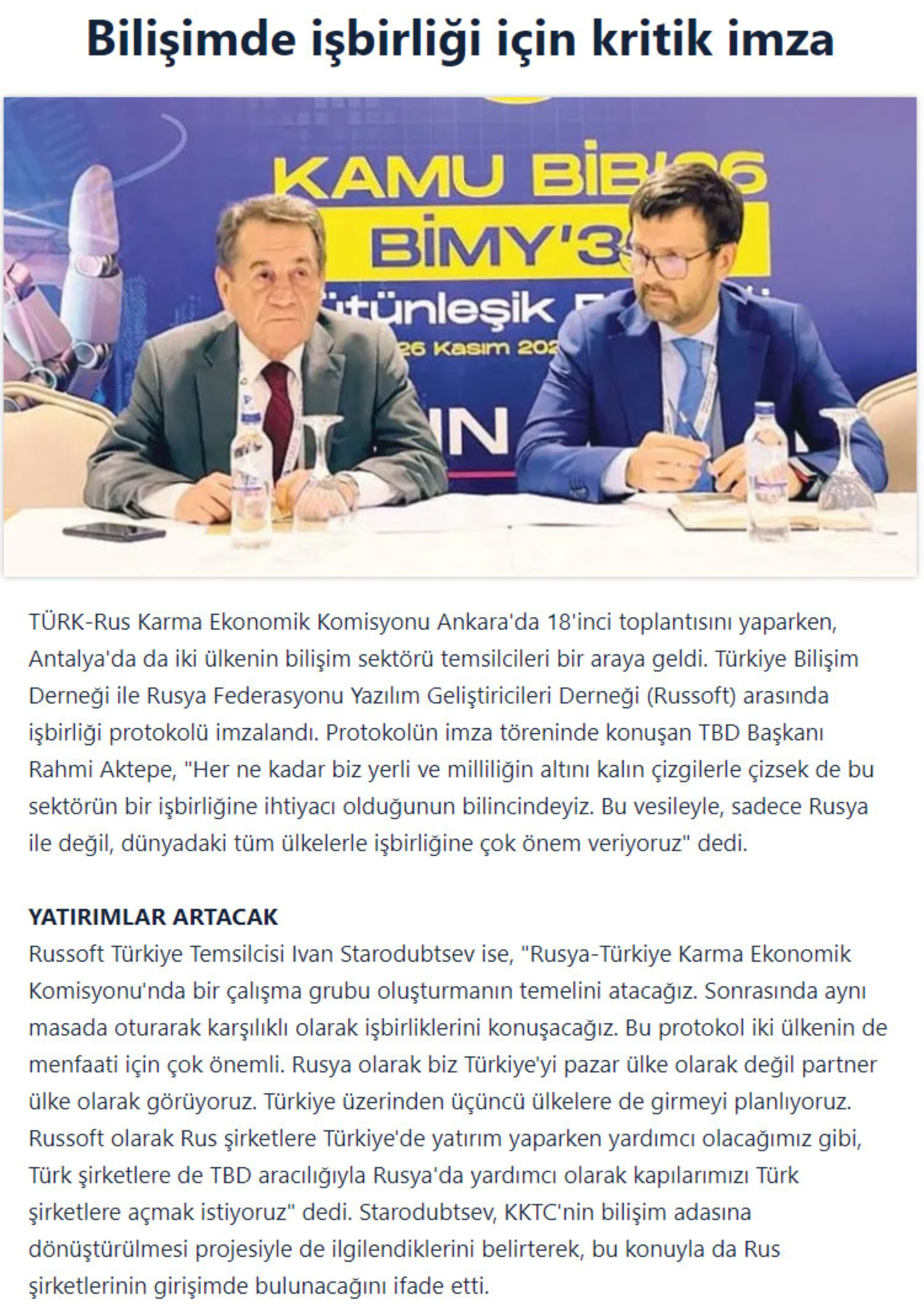 Bilişimde İşbirliği için Kritik İmza – SABAH