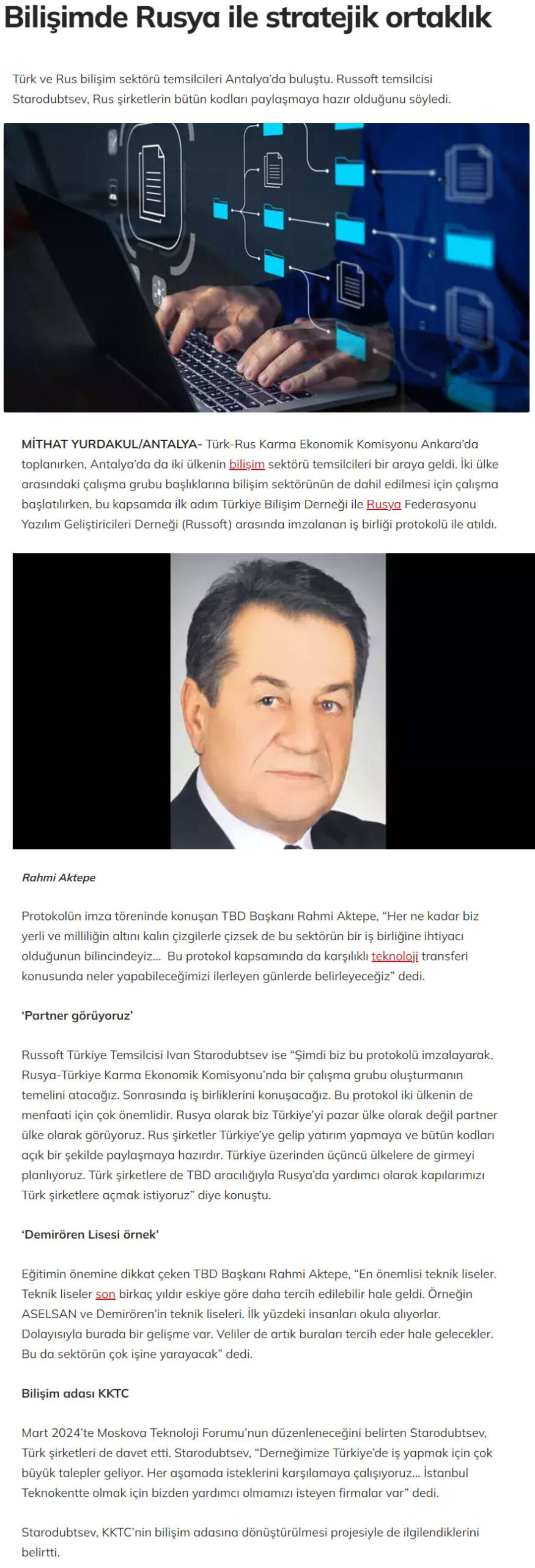 Bilişimde Rusya ile Stratejik Ortaklık – MİLLİYET